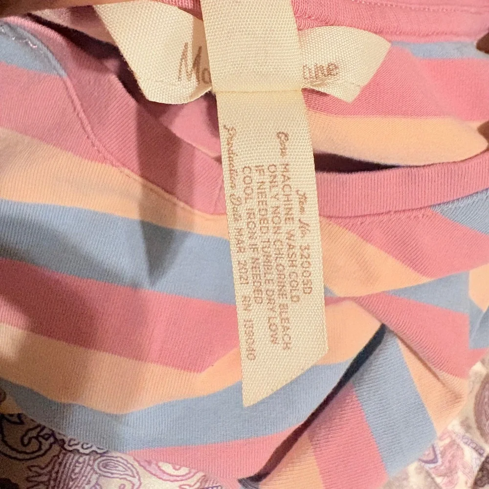Matilda Jane Girls Emery Pink Blue Striped Ruffle Sleeve Dress Size 10 32005D